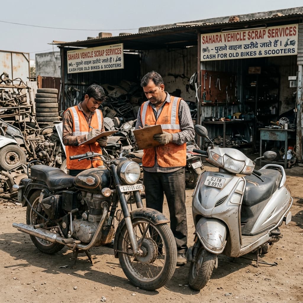 Bike and scooter inspection for two wheeler scrap valuation in India